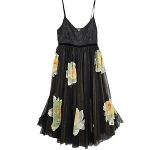 Nwot Anthropologie Moulinette Soeurs Black /Gold Saffron Tulle Midi Party Dress